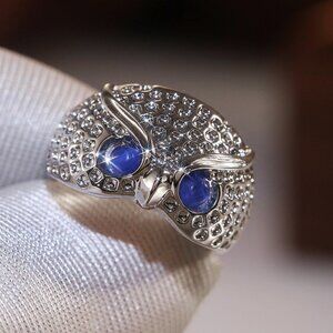 🎀 Adorable Cute Blue Eye Owl Rings for Women/Man, PD198